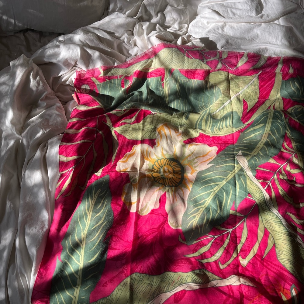 Tropical Pink and Green Floral Scarf